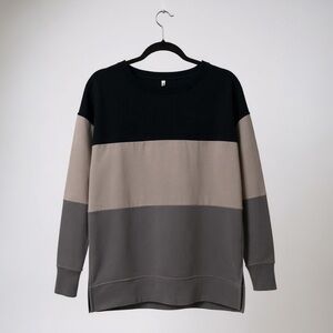 Women's Color Block Sweatshirt - Black, Tan, and Gray NWOT